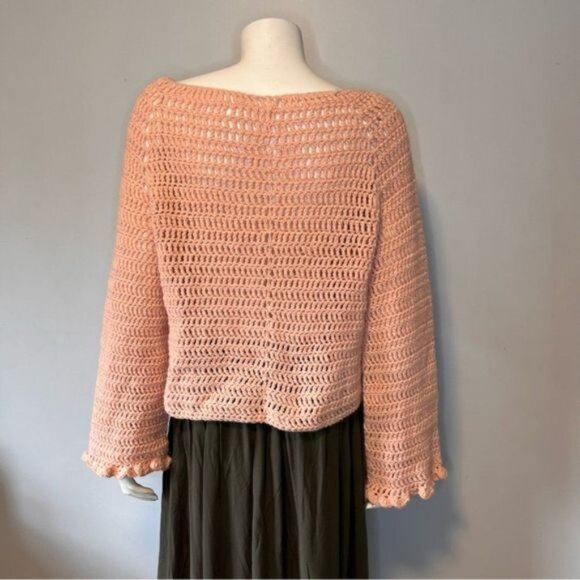 Women's Hand Knitted Lose Knit Peach Sweater Size S - Picture 8 of 8